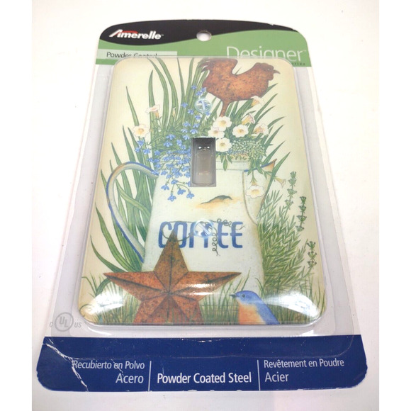 Amerelle Wall Switch Cover 1817T CHICKEN, BLUE BIRD, FLOWER, STAR, COFFEE POT - Picture 2 of 4